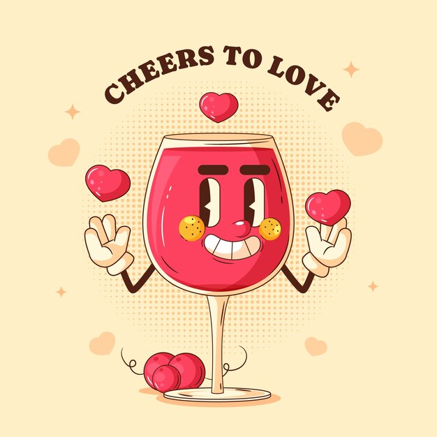 Dibujado a mano ilustración de dibujos animados de vino