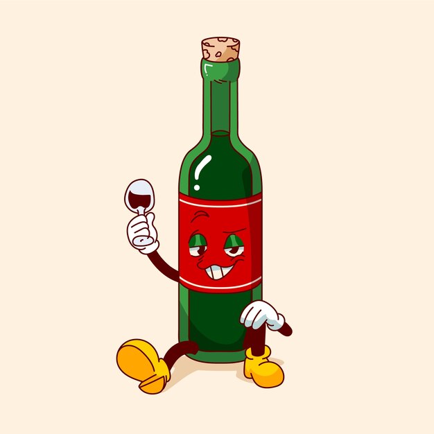 Dibujado a mano ilustración de dibujos animados de vino
