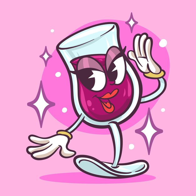 Dibujado a mano ilustración de dibujos animados de vino
