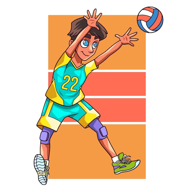 Vector gratuito dibujado a mano ilustración de dibujos animados de voleibol