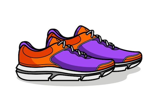 Dibujado a mano ilustración de dibujos animados de zapatos para correr