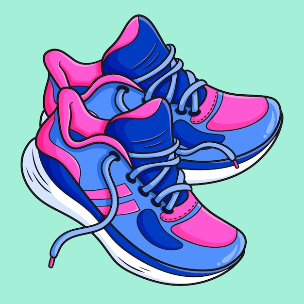 Vector gratuito dibujado a mano ilustración de dibujos animados de zapatos para correr