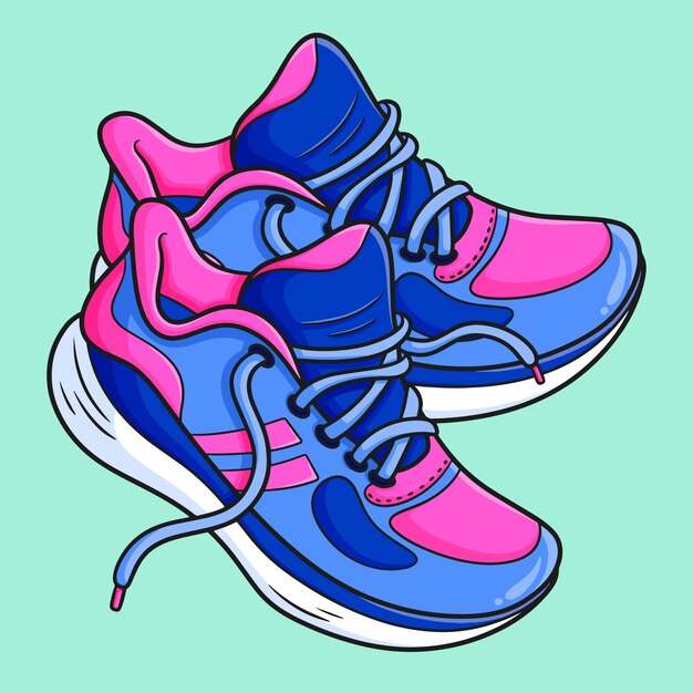 Dibujado a mano ilustración de dibujos animados de zapatos para correr