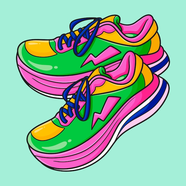 Dibujado a mano ilustración de dibujos animados de zapatos para correr