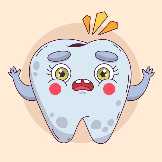 Dibujado a mano ilustración de dientes malos de dibujos animados