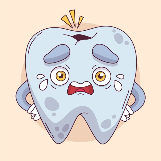 Dibujado a mano ilustración de dientes malos de dibujos animados