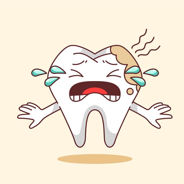 Dibujado a mano ilustración de dientes malos de dibujos animados
