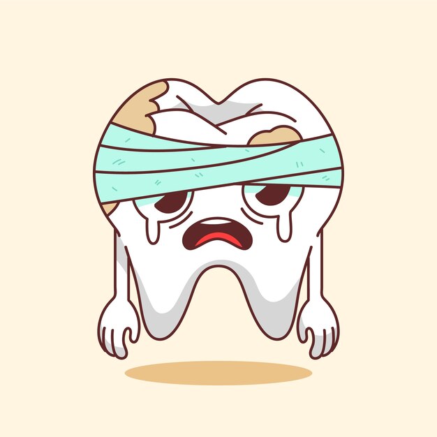 Dibujado a mano ilustración de dientes malos de dibujos animados