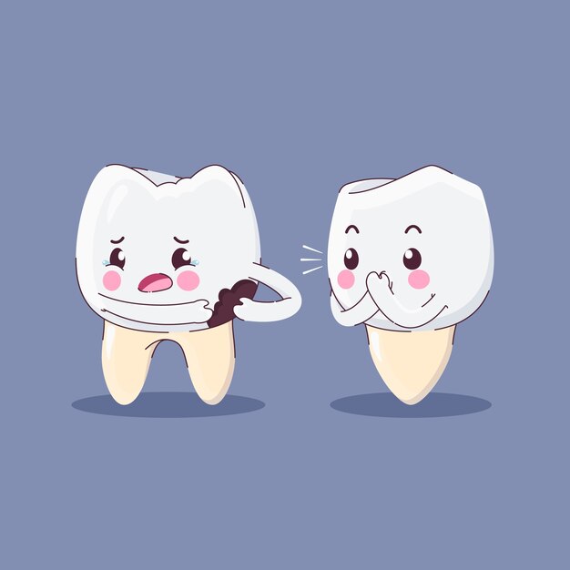 Dibujado a mano ilustración de dientes malos de dibujos animados