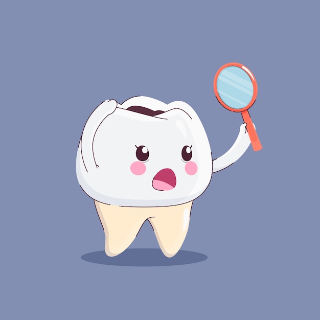 Dibujado a mano ilustración de dientes malos de dibujos animados