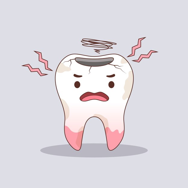 Dibujado a mano ilustración de dientes malos de dibujos animados