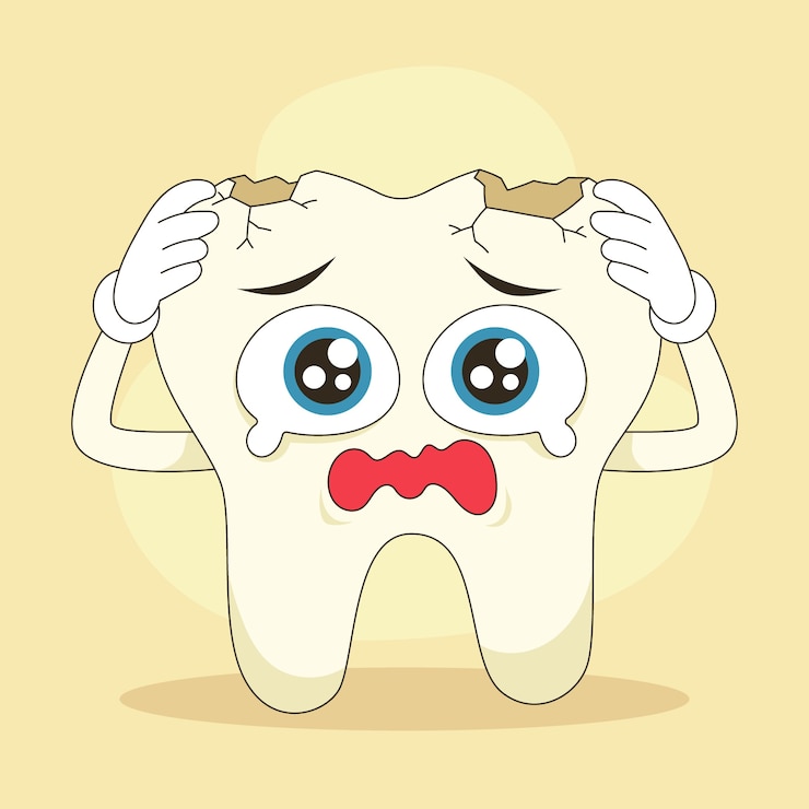 Vector gratuito dibujado a mano ilustración de dientes malos de dibujos animados