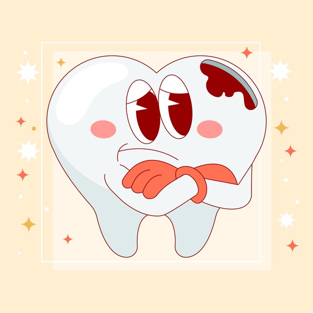 Dibujado a mano ilustración de dientes malos