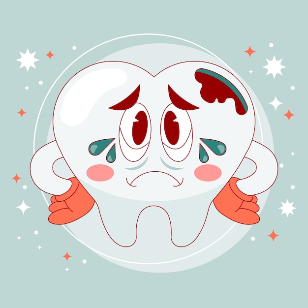 Dibujado a mano ilustración de dientes malos