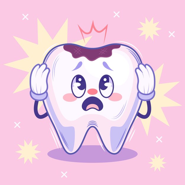 Dibujado a mano ilustración de dientes malos
