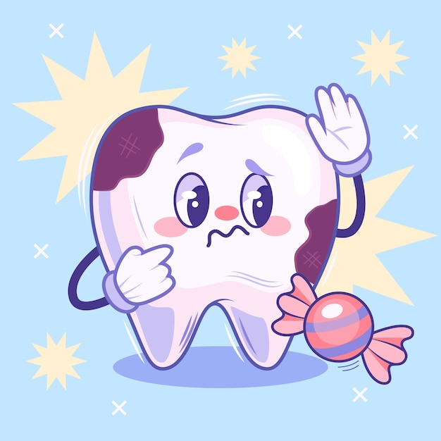 Vector gratuito dibujado a mano ilustración de dientes malos