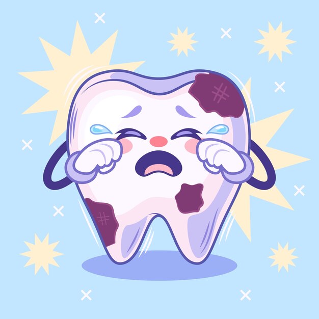 Dibujado a mano ilustración de dientes malos