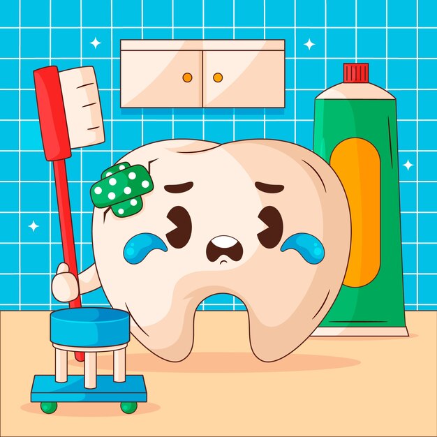 Dibujado a mano ilustración de dientes malos