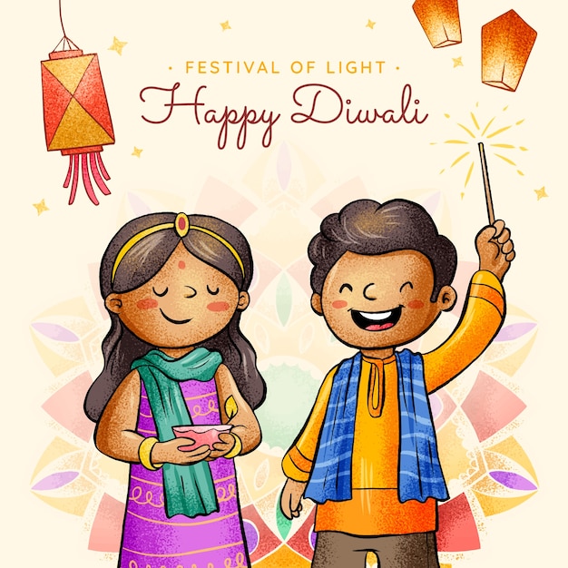 Vector gratuito dibujado a mano ilustración de diwali