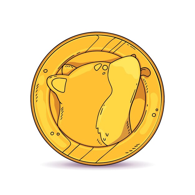 Dibujado a mano ilustración dogecoin