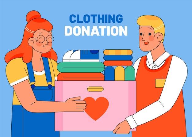 Dibujado a mano ilustración de donación de ropa