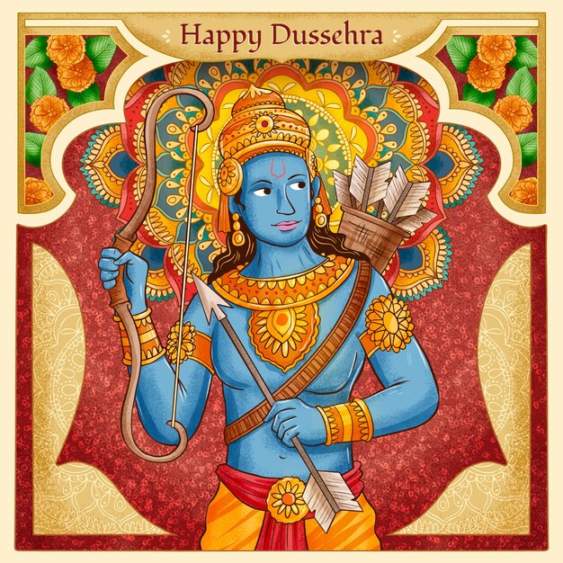 Dibujado a mano ilustración dussehra