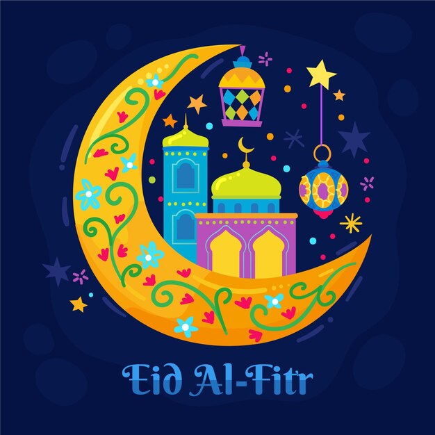 Dibujado a mano ilustración de eid al-fitr