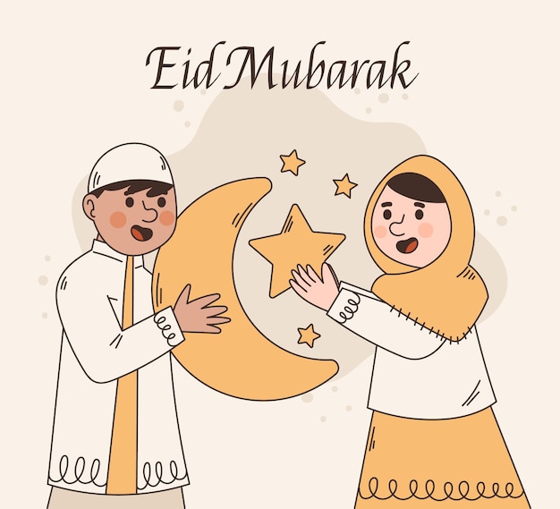 Dibujado a mano ilustración de eid al-fitr