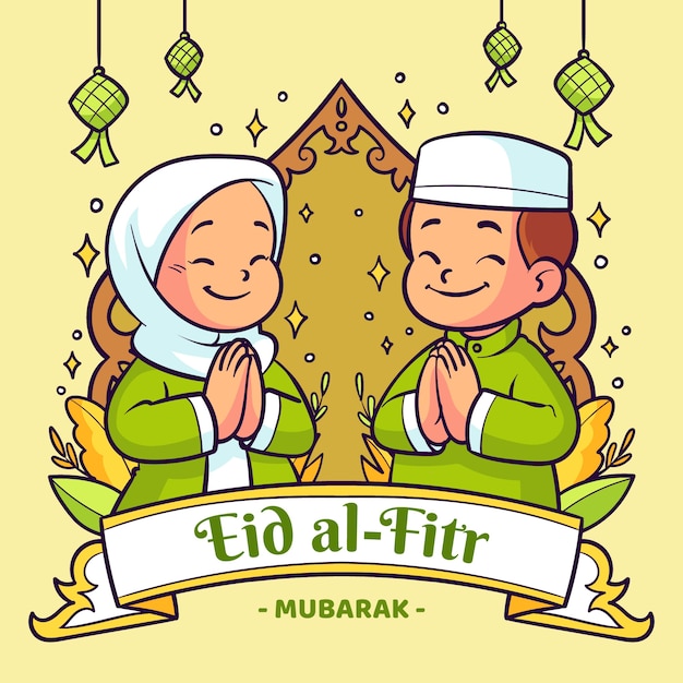 Dibujado a mano ilustración de eid al-fitr