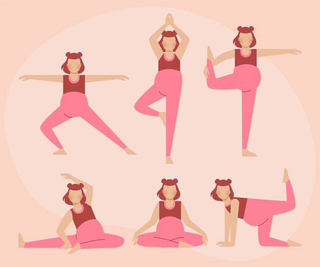 Dibujado a mano ilustración embarazo colección yoga