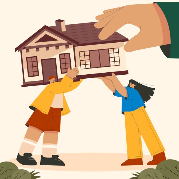 Dibujado a mano ilustración de escasez de viviendas asequibles