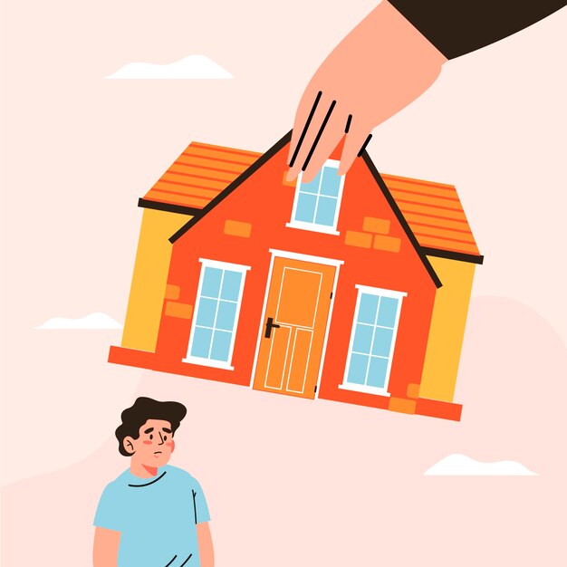 Dibujado a mano ilustración de escasez de viviendas asequibles