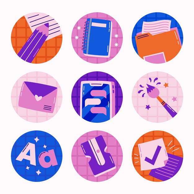 Dibujado a mano ilustración de escuela destacada de instagram