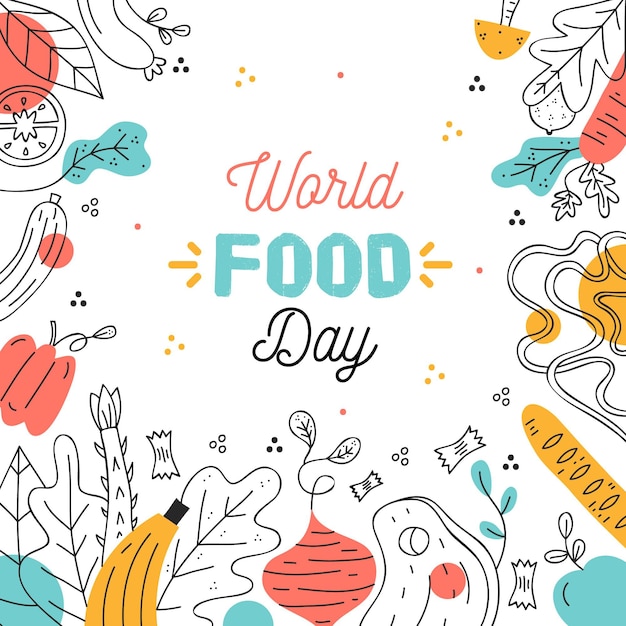 Vector gratuito dibujado a mano ilustración de evento del día mundial de la alimentación