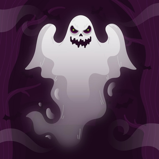 Dibujado a mano ilustración de fantasma de halloween plana