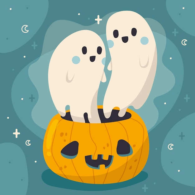 Vector gratuito dibujado a mano ilustración de fantasma de halloween plana