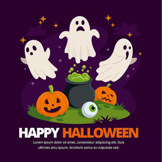 Vector gratuito dibujado a mano ilustración de fantasma de halloween plana