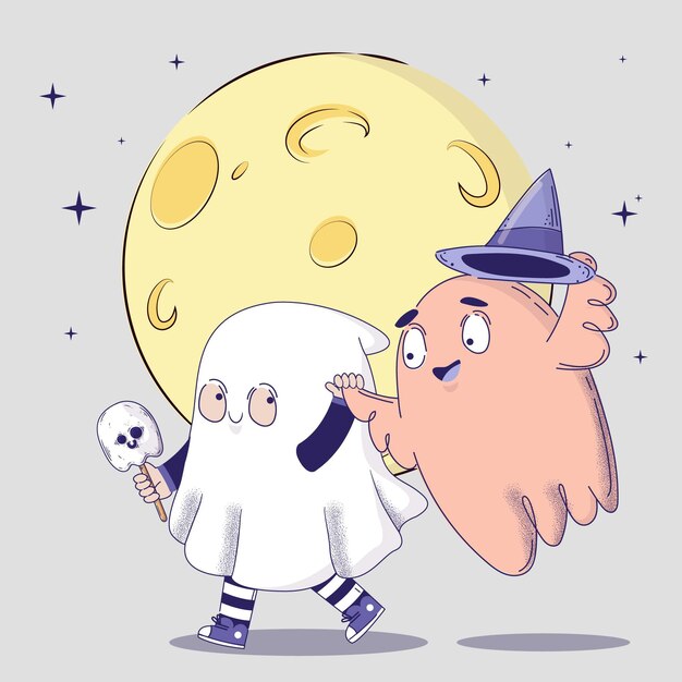 Dibujado a mano ilustración de fantasma de halloween plana