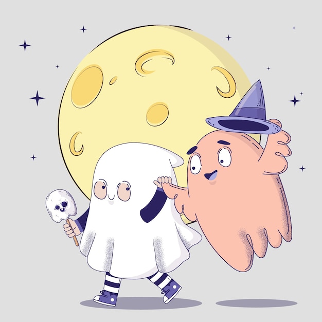 Dibujado a mano ilustración de fantasma de halloween plana