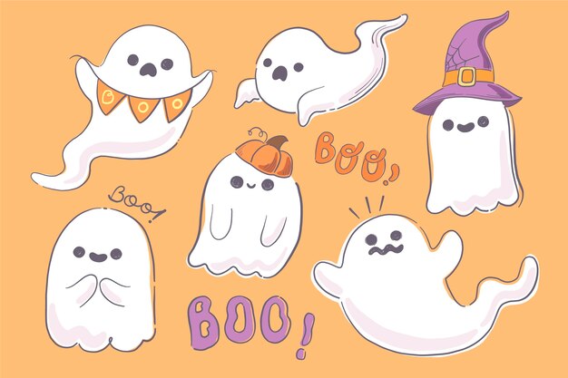 Dibujado a mano ilustración de fantasma de halloween