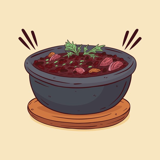 Dibujado a mano ilustración de feijoada