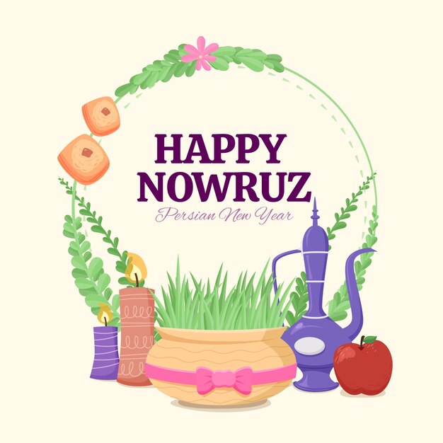 Dibujado a mano ilustración feliz evento nowruz