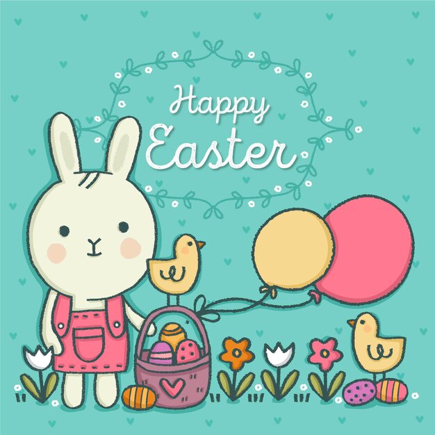 Dibujado a mano ilustración feliz pascua