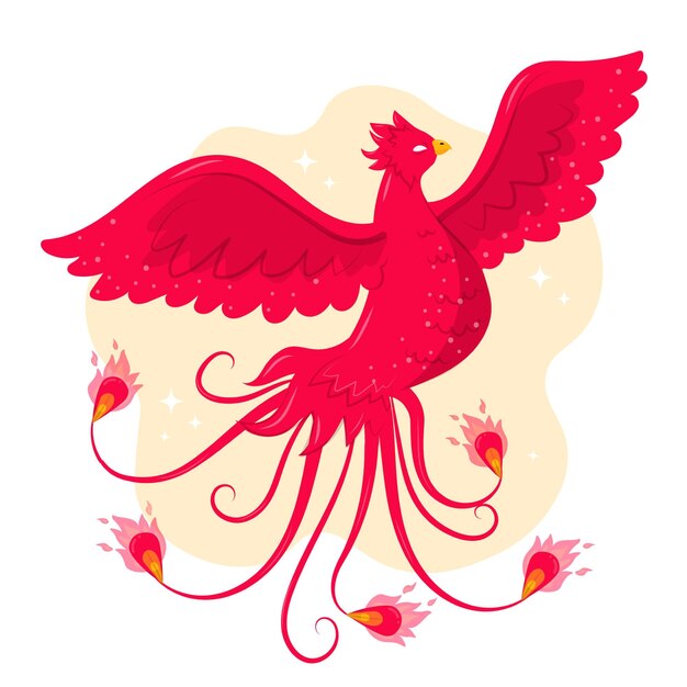 Dibujado a mano ilustración de fénix