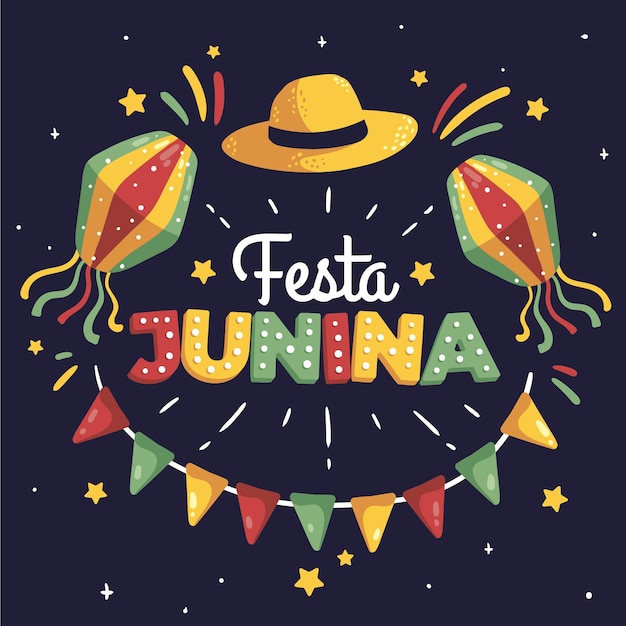 Dibujado a mano ilustración de festa junina