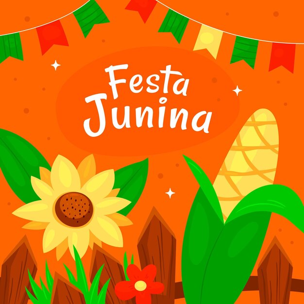 Dibujado a mano ilustración de festa junina