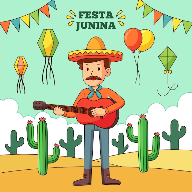 Dibujado a mano ilustración de festa junina