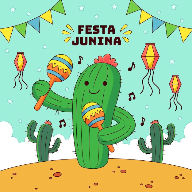 Dibujado a mano ilustración de festa junina