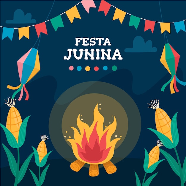 Vector gratuito dibujado a mano ilustración de festa junina