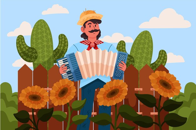 Dibujado a mano ilustración de festa junina